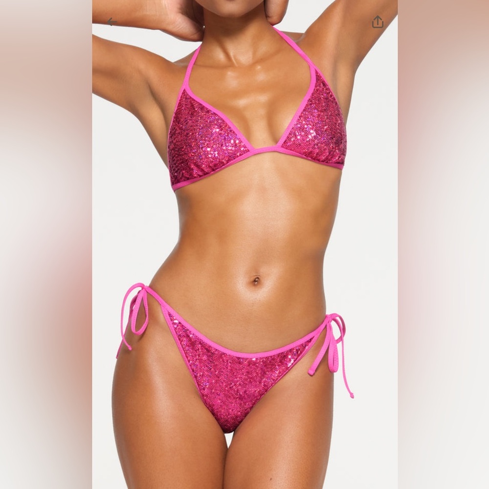 SKIMS NWT Bikini Bar Tie Bikini Set - Flamingo